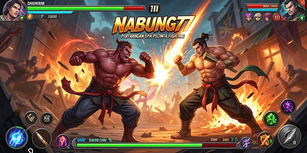Tampilan gameplay seru NABUNG77 di arena pertarungan.
