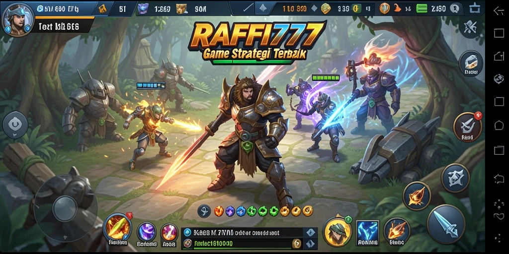 Screenshot gameplay RAFFI777 menunjukkan aksi pertempuran strategis.
