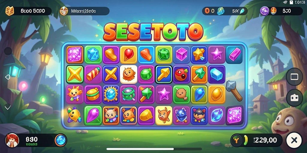 Gameplay SESETOTO dengan grafis colorful dan tantangan match-3.